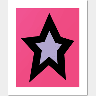 Purple Lavender Star Thick Black Line Posters and Art